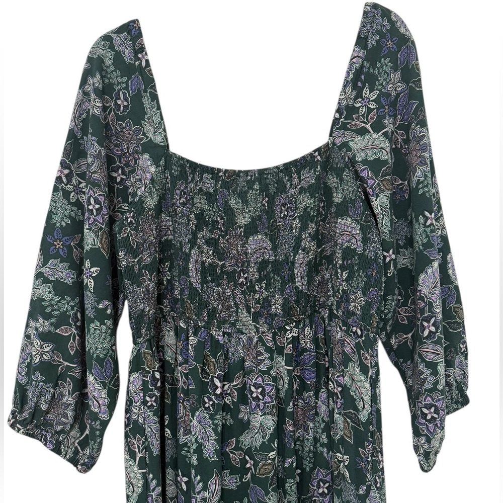 MARINE LAYER IVY SMOCKED DRESS IN FOREST FLORAL - Large - Picture 7 of 17